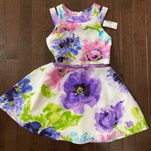 White dress with purple flowers